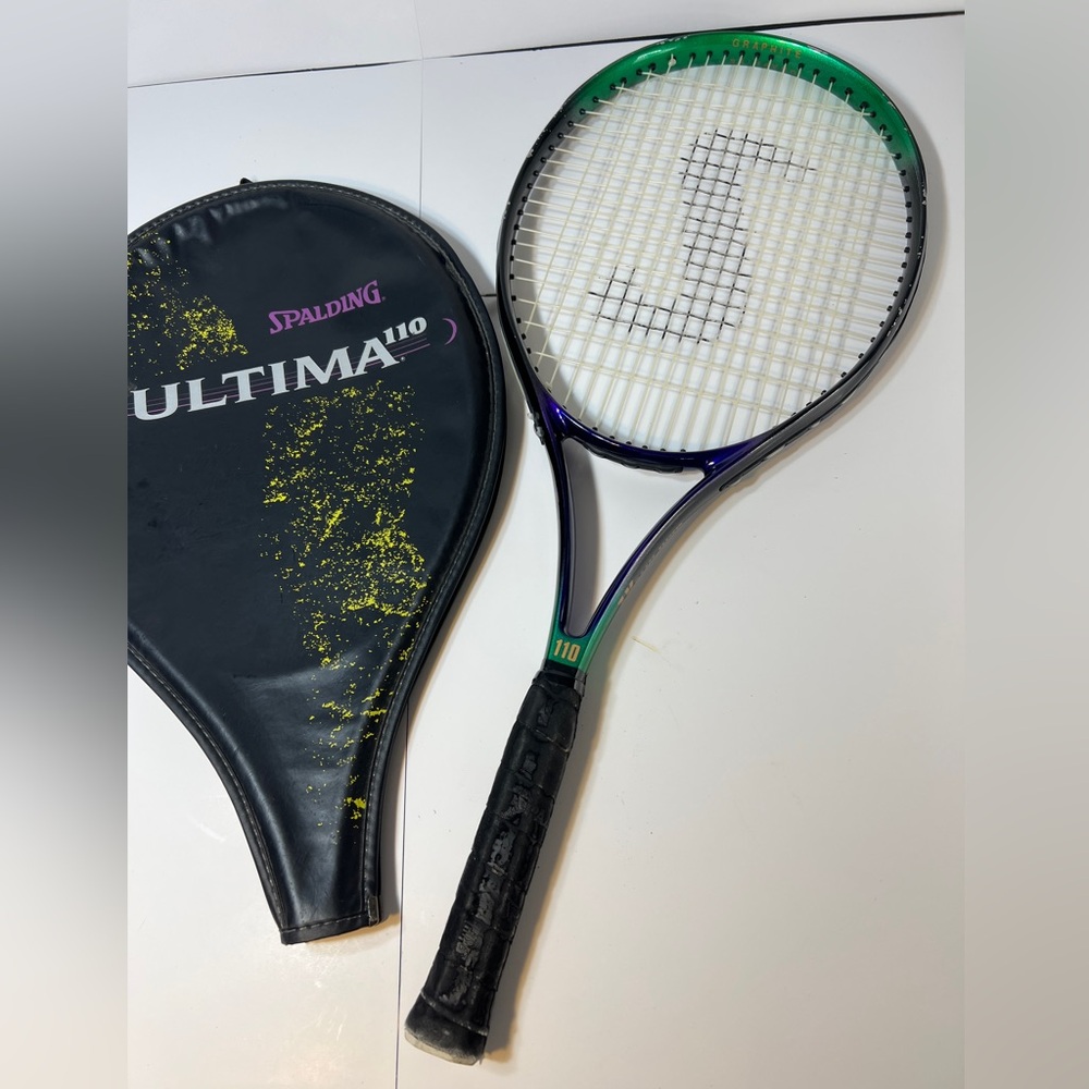 Graphite XL Spalding Tennis Racket Racquet 4 1/2 Grn/Prl/Blk W/Cover